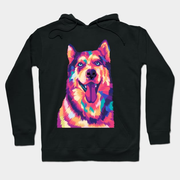 Colorful Pet Husky Dog Hoodie by Tupai Art